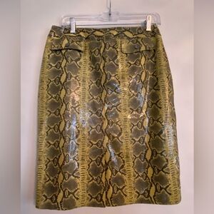 Carlisle Chartreuse Snakeskin Pencil Skirt